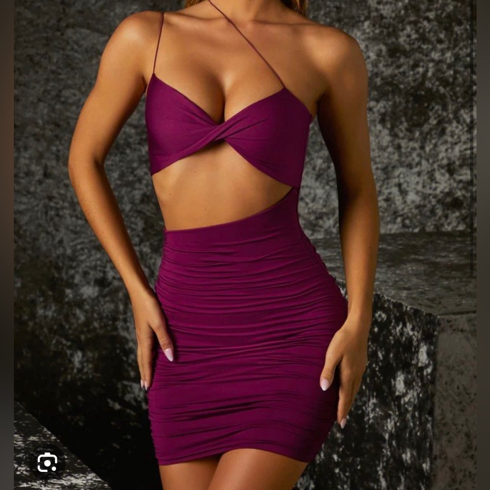 Oh Polly asymmetric mini dress in purple!
